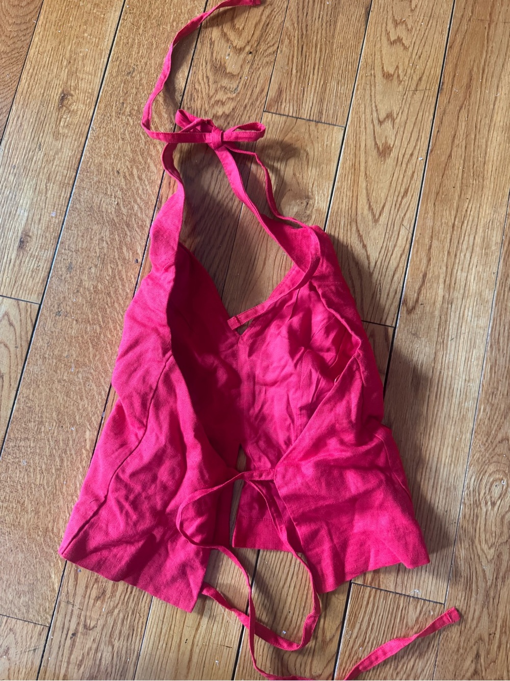Abercrombie & Fitch Linen-Blend Tailored Halter Vest in Red XXS NWT - Picture 8 of 9